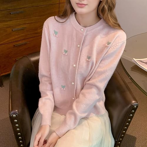 FindThy Women’s Kawaii Cherry Cardigan Sweater Long Sleeve Crewneck Fruit Cardigans Tops3
