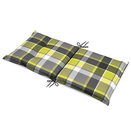 Beautissu Sunny GR Niedriglehner Auflage für Gartenstuhl 100x50 cm in Grün Kariert - Bequemes Sitzkissen Polsterauflage UV-Lichtecht - weitere Designs erhältlich - 4