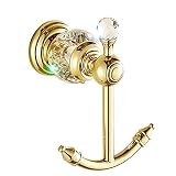 SXLSZ Golden Kleiderhaken Mantelhaken Mit 2 Haken Handtuchhaken Mit Kristall Wandmontage Zum Bohren Doppelt Badezimmer Zubeh?r,Golden