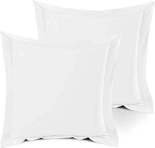 whitecottonworld Juego de 2 fundas de almohada cuadradas europeas de 26 x 26 pulgadas, 600 hilos, tejido satinado de algodón egipcio puro, con