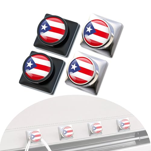 Acespeed 4-Piece Puerto Rico Flag Car Seat Headrest Hooks - Zinc Alloy Auto Interior Hook Hangers Storage Organizer for Coats, Umbrellas, Grocery Bags, Handbags