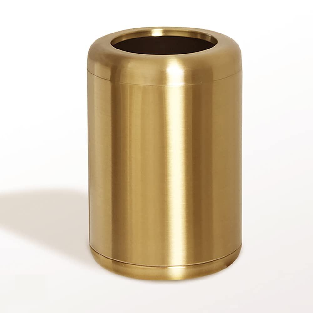 LEASYLIFE 10 L/2.6Gallon,Brass Stainless Steel Trash can,Open Top Wastebasket Bin, Brass Garbage Can for Bathroom,Living Room,Office,Kitchen,Bedroom,Hotel (Gold)