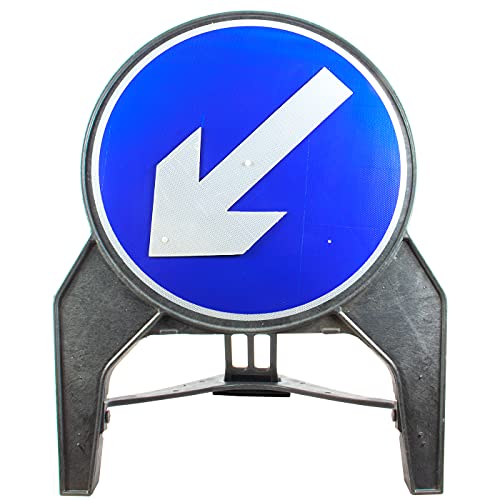 Keep Left Or Keep Right Reversible 750mm Circle Road Sign - 
