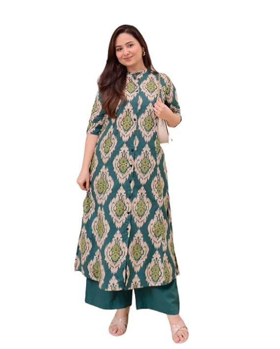 teena fashion Women’s Rayon Printed A-Line Kurta with Palazzo Set-picture-36