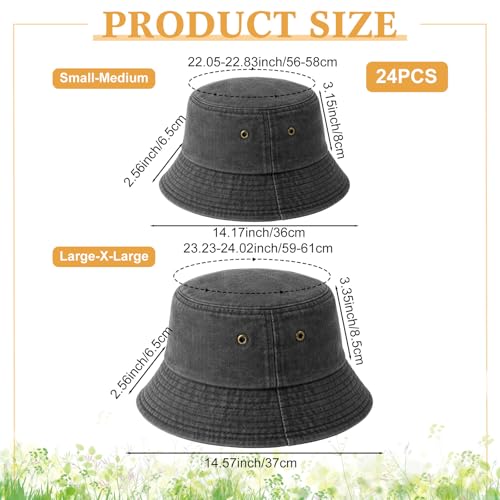 Image of Sureio Washed Cotton Bucket Hats Bulk for Women Men Wide Brim Summer Cap Unisex Beach Fishing Hat for Adult Outdoor, Plain