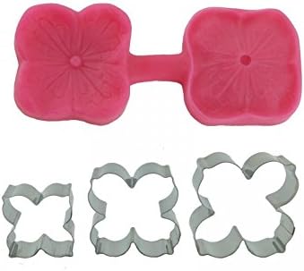 Blossom Sugar Art Hydrangea Cookie Cutter Set, Various Sizes (Set of 3 Cookie Cutters and Silicone Moulds), Silver,MC03_DH20