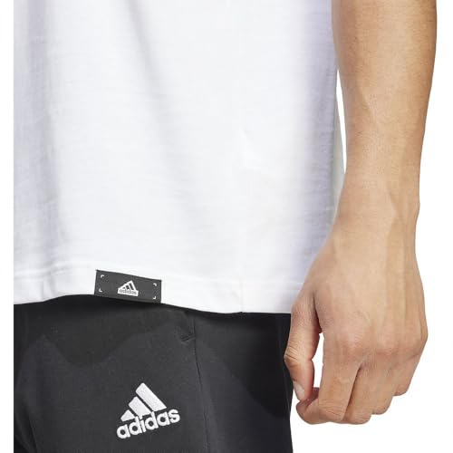 Adidas Herren TECH LINEAR Graphic Tee, White, S Tall – Ansicht 6