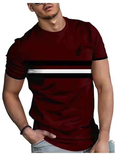 Image of RoseSeek Men's Color Block Short Sleeve Tee Shirts Casual Crewneck T Shirt Trendy Summer Tops