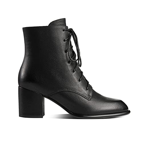 TinaCus Women's Handmade Genuine Leather Selftie Side Zip Up Block Heel Round Toe Cool Ankle Boots2