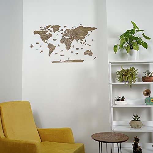 Multilayered 3D Wooden World Map, Travel Map With States And Capitals, Wall Decor For The New House, Gift For Travelers, Office Decor, Birthday Present, Living Room Decoration, Gift For Boys, Educational Activity For Children (M, Betül) #TOP3