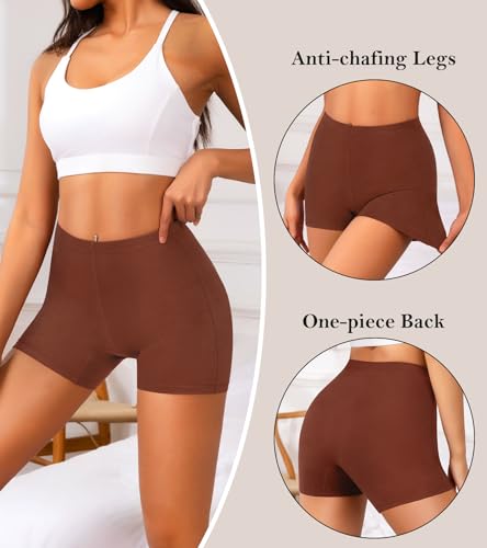 J-pone Womens Boyshort Underwear Cotton High Waisted Boxer Shorts Briefs Full Coverage Stretch Boy Shorts Panties Multipack4