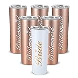 Bridesmaid Proposal Gifts Bridesmaid Tumbler Insulated 20oz Bride Tribe Stainless Steel Wine Tumblers Maid of Honor Cup Set of 4/6 Engagement Wedding Bridal Party Gifts