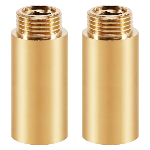 Messing Hahnverlängerung 1/2 Zoll x 50 mm, 2 Stück RohrverläNgerung Messing, 1/2 IG x 1/2 AG, DN15 Gewindeverlängerung Verlängerung Fitting, Verlängerung für Leitungsinstallation