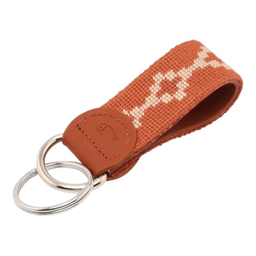 Image of Leather Hand-Stitched Needlepoint Key Fob or Key Chain