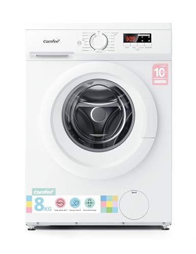 COMFEE' Freestanding Washing Machine,8KG Load,1400RPM,Heat Wash,Quick Wash,BLDC Durable Inverter Motor,White-CFE12EW80/W