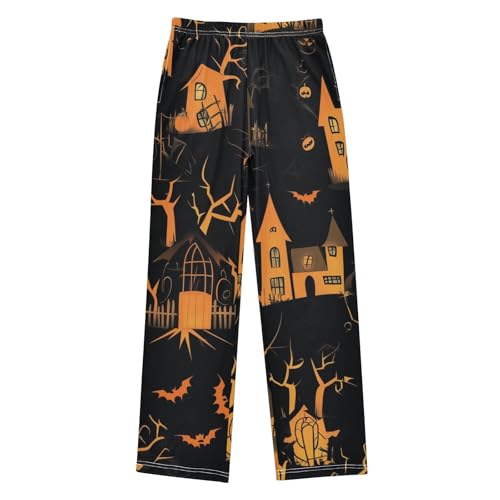 Halloween Castle Boys Long Pants Soft Trousers Elastic Waist Kids Lounge Bottoms with Pockets S-XL