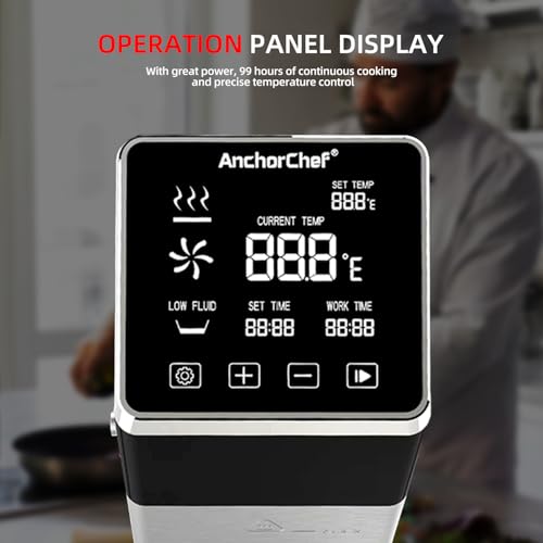 AnchorChef Sous Vide Machine 1600W, IPX7 Waterproof Commercial Cooker, Fast Heating Immersion Circulator with Timer, Accurate Temp Control, Low-Temp Cooking, Stainless Steel, Quiet, Easy Storage - Image 6