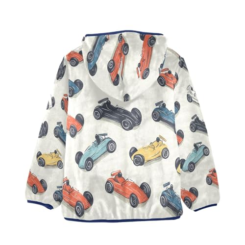 Racing Cars Pattern Print Toddler Fleece Jacket Girl Boys Hooded Fleece Jacket Coat Warm Outwear Zip-up 3-10T2