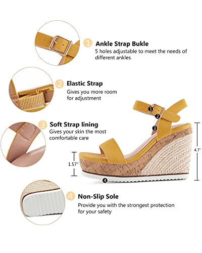 Image of Coutgo Women's Espadrille Wedge Platform Sandals Open Toe Ankle Buckle Strap Casual Summer Shoes
