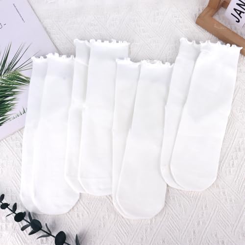 Image of Pilates Socks with Grips for Women, 4 Pairs White Pilates Grips Socks Yoga Socks for Women Non Slip, Barefoot, Dance, Workout, Hospital Socks
