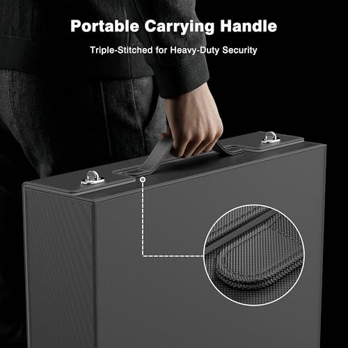 Image of Kabinka MTG Card Storage Box with Handle & Mechanical Latch,5-Row 3900+ Commander Trading Card Case with Sealed Display Window,Top Loaders Organizer Deck Box for MTG /TCG /PTCG /Sports Cards (Black)