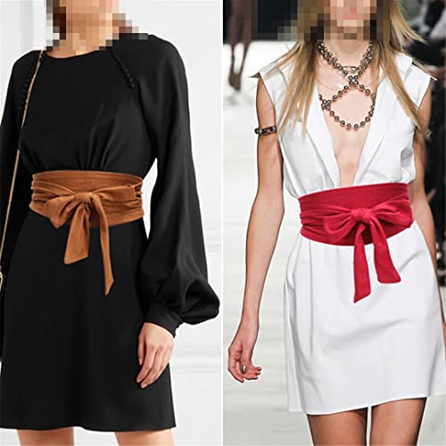 Suede Waist Belts Wide Corset Cinch Dress Belts Cummerbunds Bowknot Self Tie Waist Band3