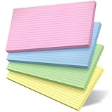 100 Count Colored Index Cards 5x8 Lined Colorful Notecards 4 Color Lined Flashcards for Studying 5 x 8 Index Cue Cards Ruled Notecards Multicolor Note Cards Flash Cards for Notes Office School Recipes