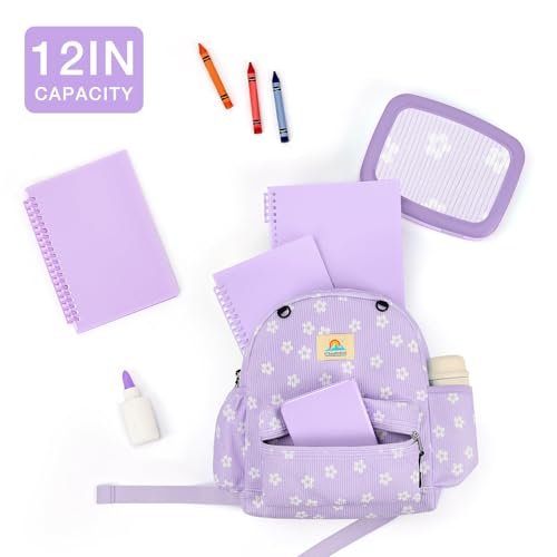 Image of STEAMEDBUN Corduroy Toddler Backpack for Girls 2-4: Kids backpack for Boys Girls - 12 inch Preschool Kindergarten Backpacks - Floral