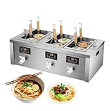 Koalalko Auto-lift Commercial Pasta Cooker with Timer, Noodle Cooking Machine with 3 Drainage,Macaroni Vegetable Dumpling Cooker,Boiler For Spaghetti Ramen,Temperature Adjustable (6 holes)