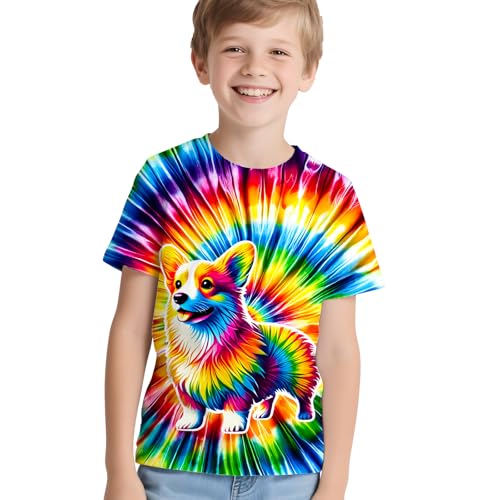 Image of Kids Neon Tie Dye Shirt for Boys Girls Tie-Dye T-Shirt Hippes Tshirt Senior Children Tee Size 6-16 Years Age
