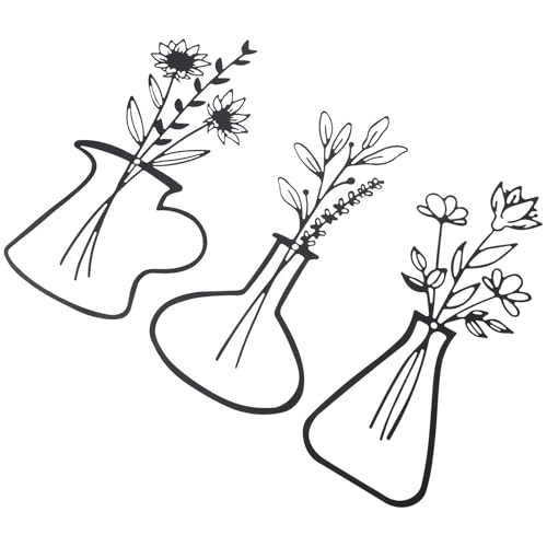Décoration murale en métal vase suspendu pour fleurs design minimaliste salon