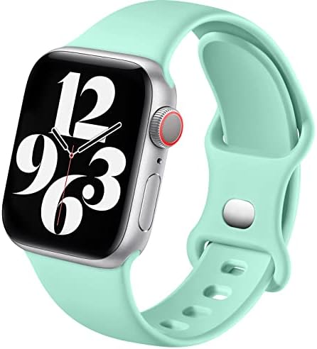 Charlam Compatible with Apple Watch Strap 38mm 40mm 41mm for Women Men, Sport Band Soft Silicone Replacement Straps Compatible with iWatch SE Series 8 7 6 5 4 3 2 1, 38mm/40mm/41mm, Sand Pink