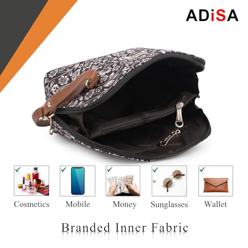 Image of ADISA Women Girls Floral Print Faux Leather Sling Bag Crossbody