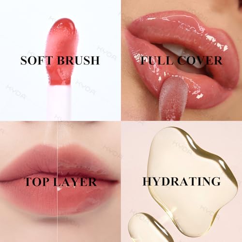Image of KYDA Hydrating Lip Glow Oil, Moisturizing Lip Oil, Glossy Transparent Plumping Lip Gloss, Tinted Lip Oil for Lip Care and Dry Lips-Raspberry