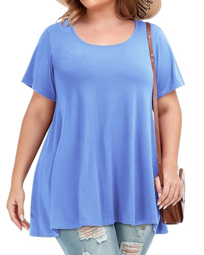 Image of JOELLYUS Plus Size Tops for Women Tunic Floral Casual Short Sleeves T Shirts Flowy Blouses 2026