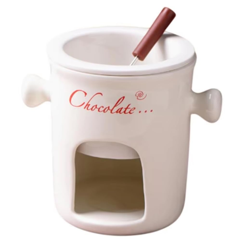 CTRLZS Fondue Mug Ceramic Chocolate Melting Fondue Pot Chocolate Fondue Mugs Snack Candy Chocolate Melter Pot White