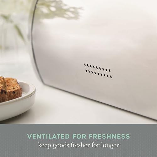 SWAN Elegance Bread Bin with Textured Gloss Finish, Roll Top Design and Ventilation for Longer Freshness, 14L, White - Cosy Home Interiors SWAN Elegance Bread Bin with Textured Gloss Finish, Roll Top Design and Ventilation for Longer Freshness, 14L, White - Image 6