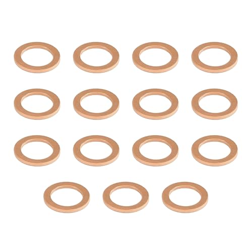 Image of 15PCS Oil Drain Plug Gasket, 14mm Copper Drain Plug Washer Gaskets, Copper Crush Washer Flat Ring Seal Gasket OEM #007603-014106, Leak-Free Oil Sealing Gasket, Compatible with Mercedes