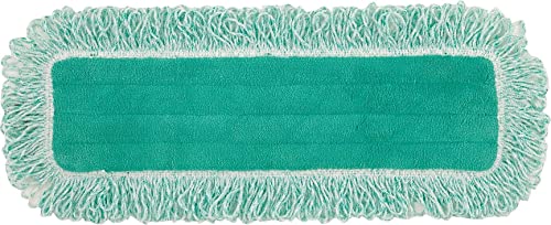Image of Rubbermaid Commercial Products HYGEN 24 inch Microfiber Dust Pad with Fringe Green for Janitorial /Professional Cleaners and Heavy-Duty Industrial Cleaning /Dusting /Sweeping