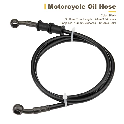 Mtsooning Motorcycle Hydraulic Line, 120Cm Universal Braided Steel Clutch Oil Pipe, Black Gas Fuel Hose Pvc Tube Replacement For Pit Dirt Atv Motocross #TOP1