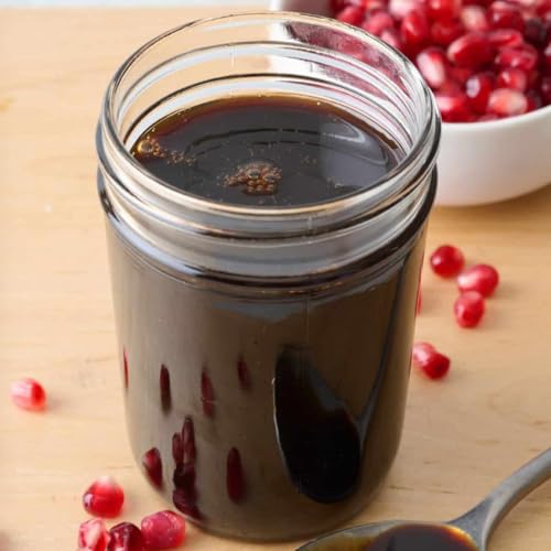 100% Organic Pomegranate Molasses 12.35 Oz Glass Bottle, No Sugar Added, Vegan, NON GMO, Gluten Free and Kosher