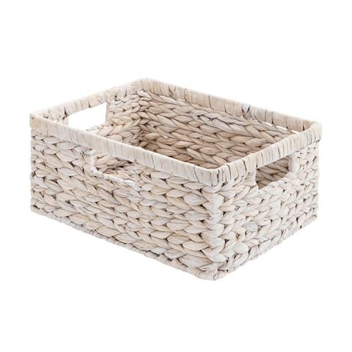 Image of StorageWorks Pantry Baskets, Water Hyacinth White Wicker Baskets, 1-Pack
