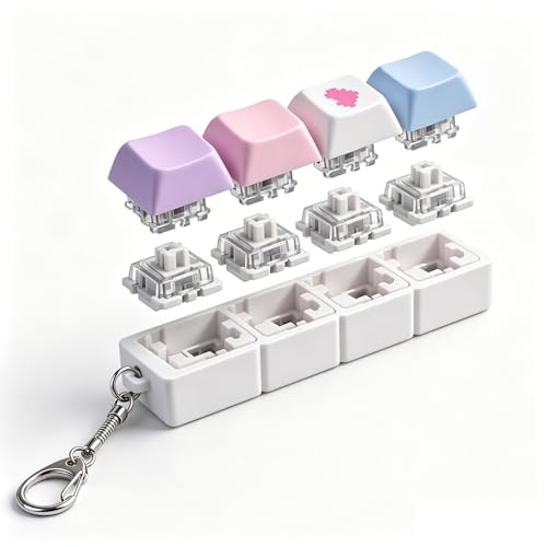 Image of Fidget Keyboard Keychain, Cute Stress Relief Toy for Adults, Portable Focus Toy with Four Colorful Keys, Ideal for Office and Study, Plastic