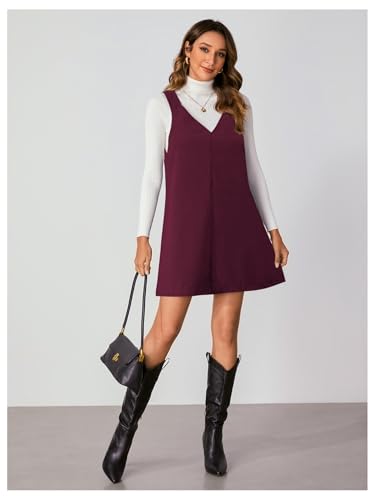 Image of Milumia Women V Neck Corduroy Overall Dress 2026 Spring Mini Pinafore Jumper Dress