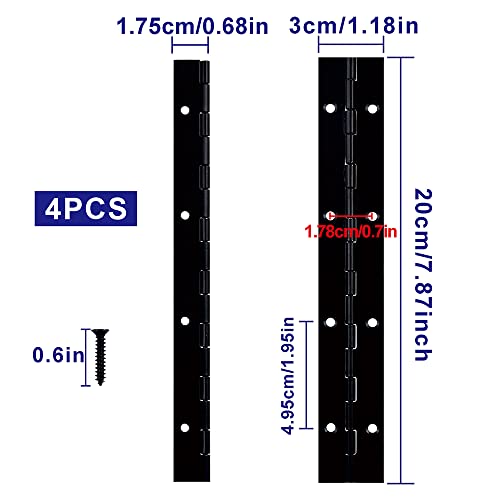 4Pcs Piano Hinge, Stainless Steel Continuous Hinge Heavy Duty Hinges Brushed Black With Screws, 8 Inch Black Metal Cabinet (8 Inch(Black)) #TOP1