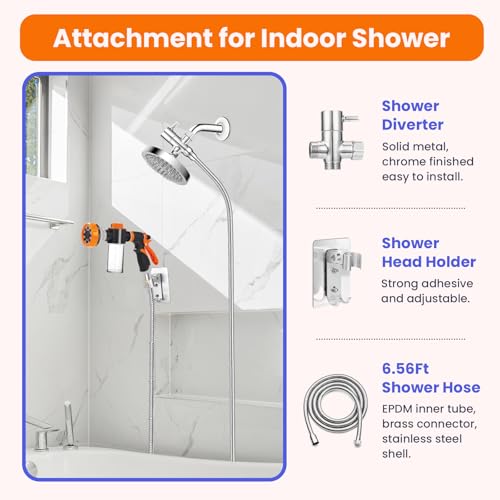 Dog Shower Attachment Hose Nozzle Sprayer Set with Metal 3-Way Shower Diverter &6.6 Ft Hose for Bathroom Shower Arm for Indoor& Outdoor, Pup Jet Dog Wash for Pet Shower Dog Shower Attachment Hose Nozzle Sprayer Set with Metal 3-Way Shower Diverter &6.6 Ft Hose for Bathroom Shower Arm for Indoor& Outdoor, Pup Jet Dog Wash for Pet Shower