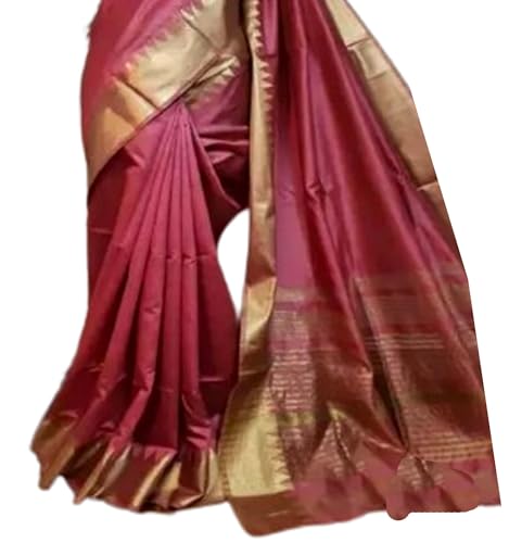 Generic pink temple border silk saree – image 2