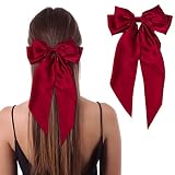 Jumbo Bow Clip with Tails Hair Bow Clip For Woman Girls Silky Satin Hair Barrettes Clip Large Bow Ha