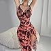 Women's Floral Printed Ruffle Double Slit Cami Nightgown - Spaghetti Strap Sexy Chemise Lingerie Sheer Nightie Sleepwear