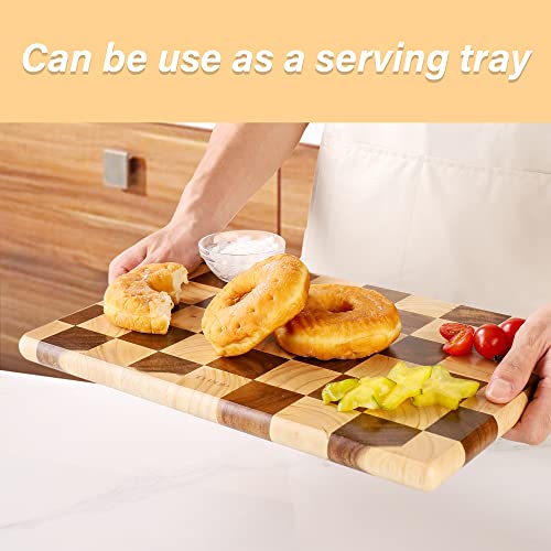 TJ-POP-End-Grain-Cutting-Board-Heavy-Duty-AcaciaRubber-Wood-Cutting-Board-For-Kitchen-Flippable-Serving-Board-For-Meat-Bread-Fruits-Rectangle-Cutting-Board-145-x-10-x-08-Inch TJ POP End Grain Cutting Board Heavy Duty AcaciaRubber Wood Cutting Board For Kitchen Flippable Serving Board For Meat Bread Fruits Rectangle Cutting Board 145 x 10 x 08 Inch
